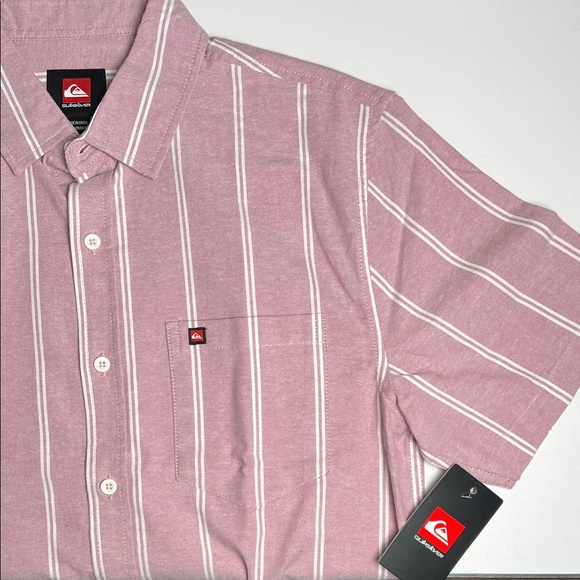Quiksilver Men's Casual Pink and White Striped Shirt 100% Cotton - Picture 3 of 7